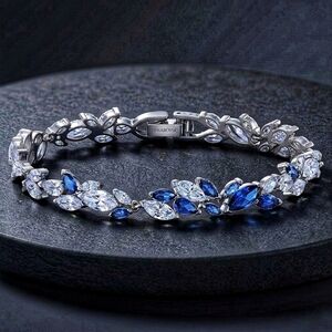 Swarovski Louison Crystal Bracelet Blue & White Rhodium Plated